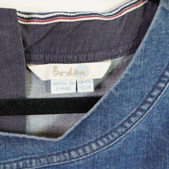 Boden Size 6 Rhea Stretch Denim Chambray Knee Length Sheath Dress - Picture 5 of 8
